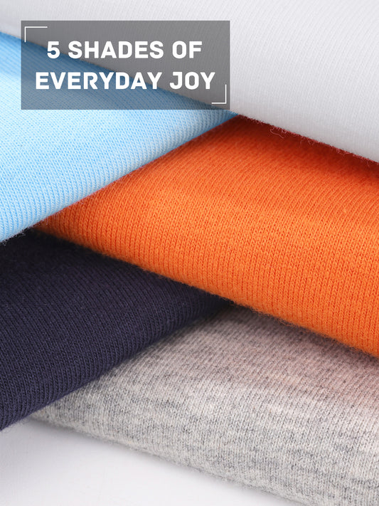 Cubear 5 Pack Toddler Boys' Pocket Short-Sleeve Cotton Crew Neck Shirts Solid Pocket T-Shirts